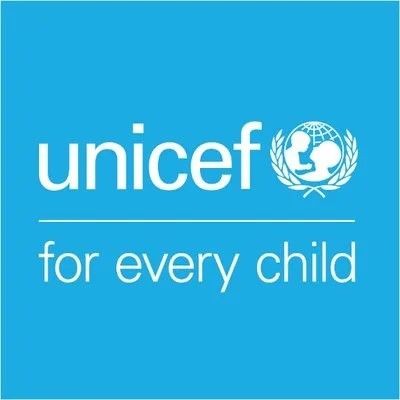 UNICEF logo with the tagline 'for every child' on a blue background.