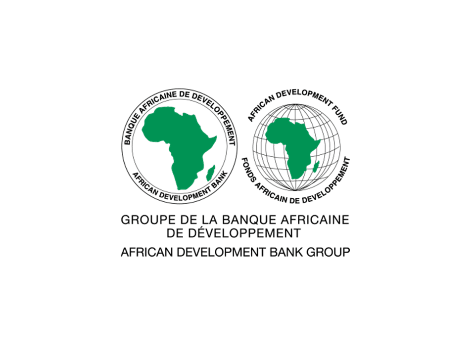 Logo of the African Development Bank Group with green Africa map icons.