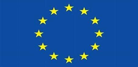 Flag of the European Union featuring a circle of twelve yellow stars on a blue background.